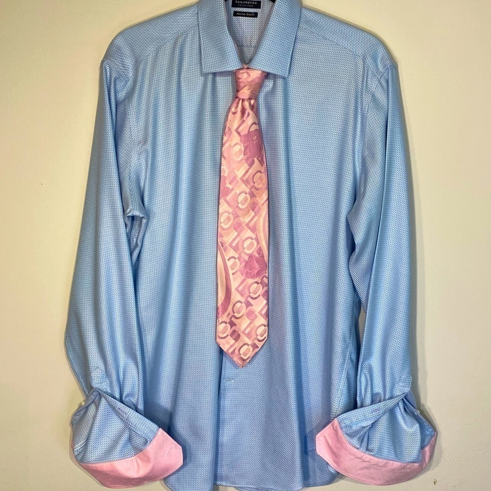 Blue and Pink dress shirt by Tailorbryd Like New